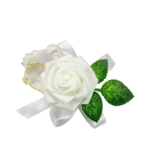 ROSA CON FIOCCO A BRACCIALE BIANCO
